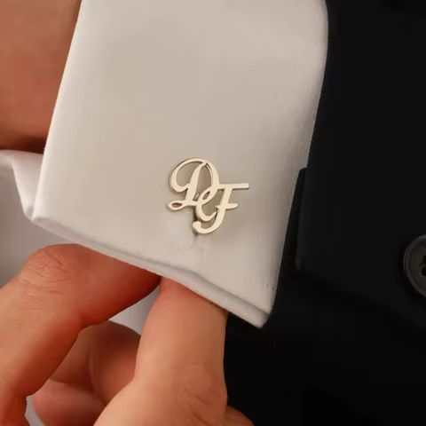 Boutons de manchette initiales gravées acier inoxydable