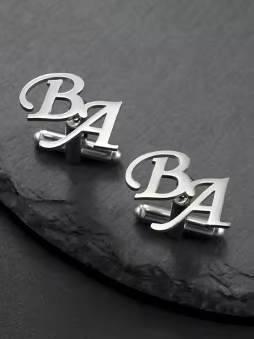 Boutons de manchette initiales lettre Skyrim acier