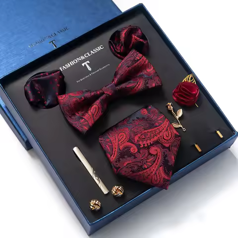 Coffret cravate soie pince boutons manchette homme