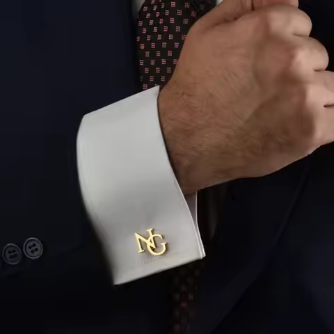 Boutons de manchette initiales bijoux acier