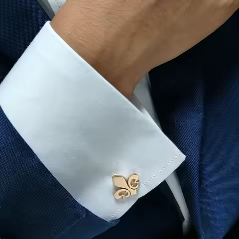 Boutons de manchette fleur de lys plaqué or