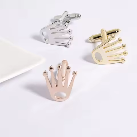Boutons de manchette couronne laiton or rose