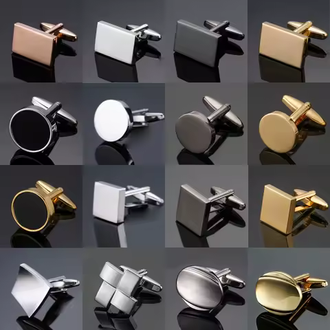 Boutons de manchette cuivre émail rond carré