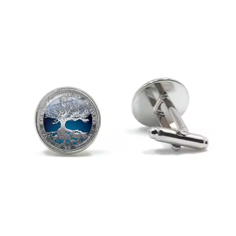 Boutons de manchette arbre de vie acier ensemble