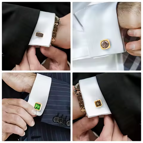 Boutons de manchette ronds chemise française acier